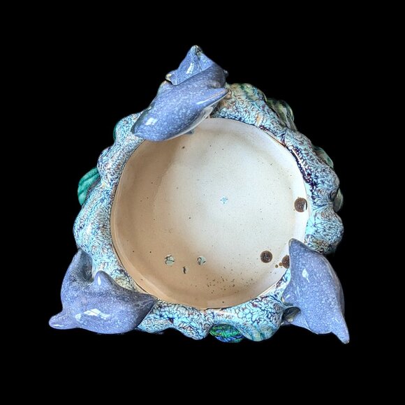 Dolphin Ceramic Vintage Majolica Cachepot GUC* - Picture 5 of 7